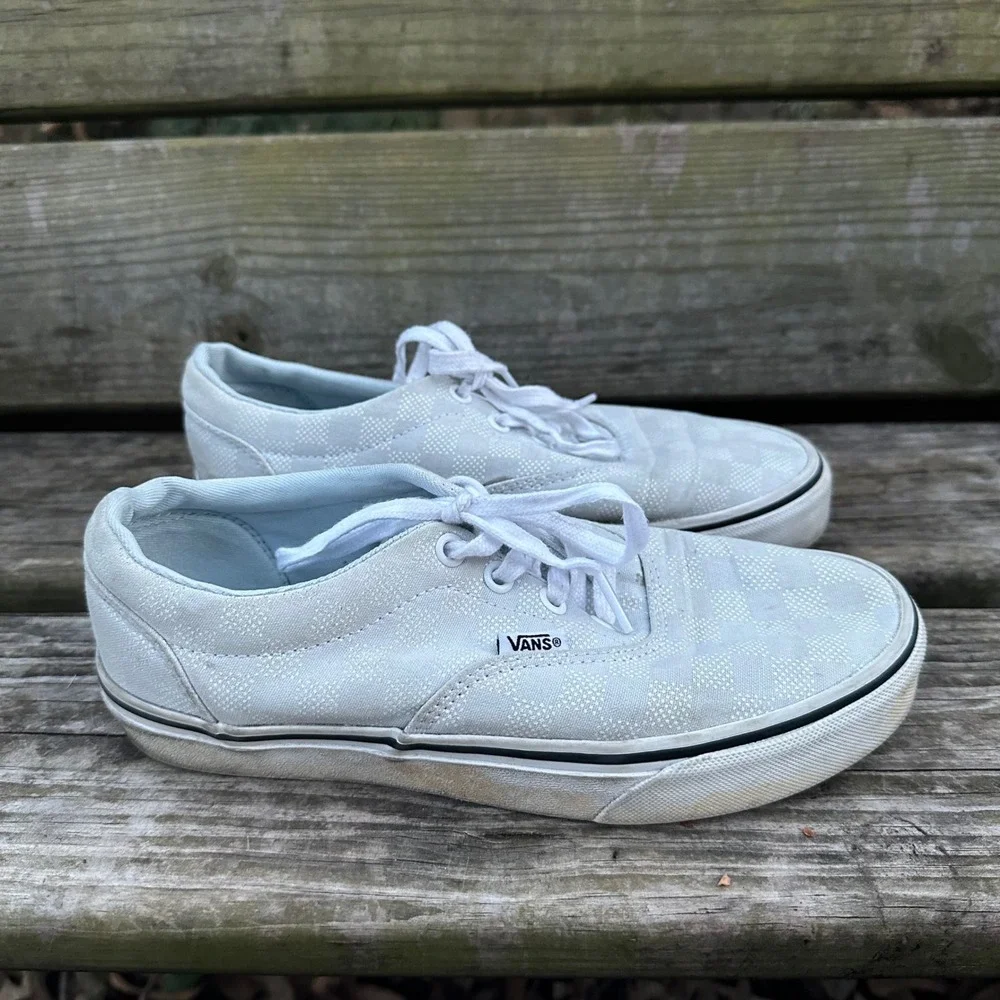 Vans Doheny Checker‎ Dot Sneakers Low Top Gray Blue Women Sz 7 Neutral Soft Girl